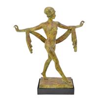 BRONZEN BEELD VAN EEN SJAAL DANSERES hoogte 100 cm - thumbnail