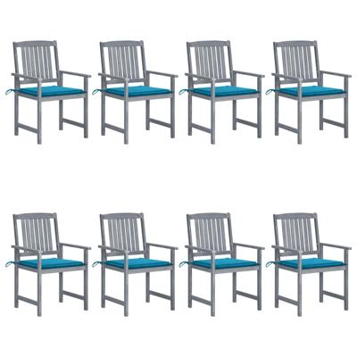 Tuinstoelen 8 st met kussens massief acaciahout grijs