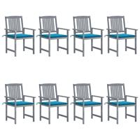 Tuinstoelen 8 st met kussens massief acaciahout grijs