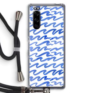 Blauwe golven: Sony Xperia 5 Transparant Hoesje met koord