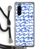 Blauwe golven: Sony Xperia 5 Transparant Hoesje met koord
