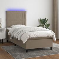 Boxspring met matras en LED stof taupe 90x190 cm