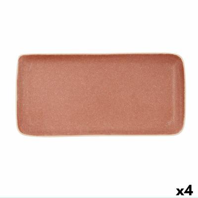 Snackdienblad Bidasoa Gio Bruin Keramisch Rechthoekig 28 x 14 cm (4 Stuks)