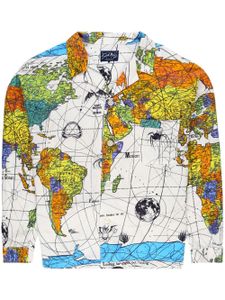 SAINT MXXXXXX World Map notched-collar shirt - Blanc