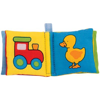 Stoffen mini plaatjesboek met piepgeluid