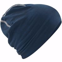 Katoenen sport beanie navy blauw voor volwassenen - thumbnail