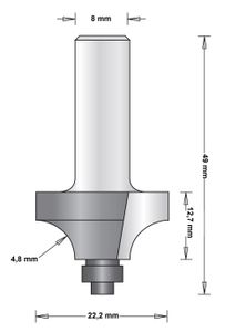 8 MM AFRONDFREES (DUIVEJAGER) MET ONDERLAGER