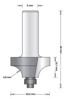 8 MM AFRONDFREES (DUIVEJAGER) MET ONDERLAGER