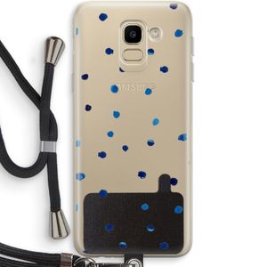 Blauwe stippen: Samsung Galaxy J6 (2018) Transparant Hoesje met koord
