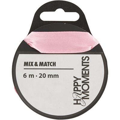 Creativ Company Satijnlint, b: 20 mm, lichtrood, 6 m/ 1 rol