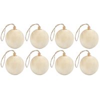 8x Kerstboom decoratie ballen van licht hout 6,4 cm