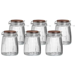 Weckpot/inmaakpot - 6x - 1,5L - glas - met beugelsluiting - koperen deksel