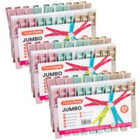 Plasticforte Wasknijpers XL - 60x stuks - pastel kleuren mix - kunststof - 10 cm - Was ophangen