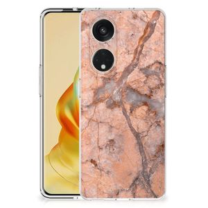 OPPO Reno8 T 5G TPU Siliconen Hoesje Marmer Oranje