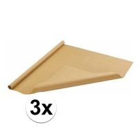 3x Inpakpapier/cadeaupapier bruin  500 x 70 cm op rol   -