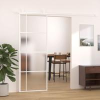 Schuifdeur 76x205 cm mat ESG-glas en aluminium wit