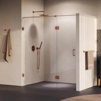 Brauer Void - Nisdeur - 2-Delig - Helder Glas - 170 x 200 cm - Omkeerbaar - met Draaideur 70 cm - Aan Glas - incl. Glascoating - PVD Koper