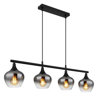 Globo 4-lichts hanglampMaxy zwart met smoke glas - 15548-4H1