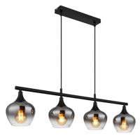 Globo 4-lichts hanglampMaxy zwart met smoke glas - 15548-4H1
