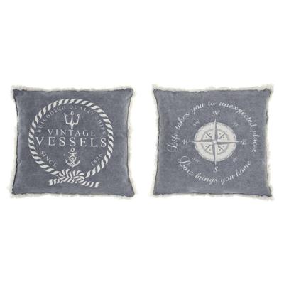 Kussen DKD Home Decor Blauw Wit Franjes Mediterrane Navy 45 x 10 x 45 cm (2 Stuks)