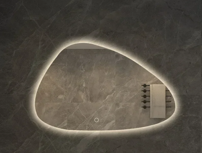 NordiLux Design Badkamerspiegel - Slimme LED Wandspiegel met Onregelmatige Vorm en Aluminium Frame
