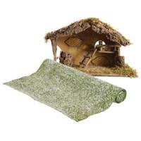 Lege kerststal - L56 x B35 x H35 cm - incl. gras ondergrond/achtergrond - besneeuwd