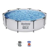 BESTWAY Steel Pro Max buisvormig bovengronds zwembad 305x76 cm 1249 L/H patroonreiniger