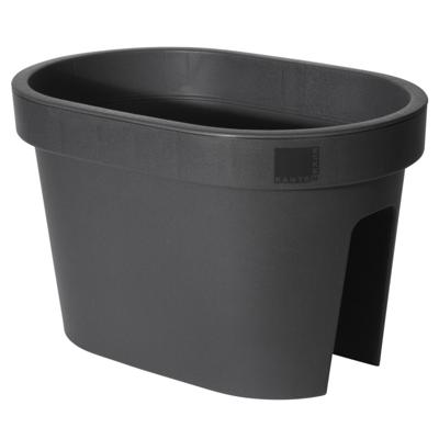 Balkon plantenpot/bloempot - antraciet - 40 x 25 cm - ovaal - kunststof