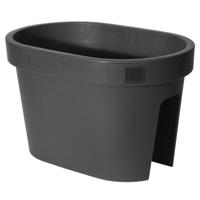 Balkon plantenpot/bloempot - antraciet - 40 x 25 cm - ovaal - kunststof