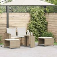 5-delige Tuinbankstel met kussens stapelbaar beige poly rattan