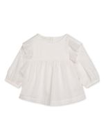 Chloé Kids blouse en coton biologique à volants - Blanc