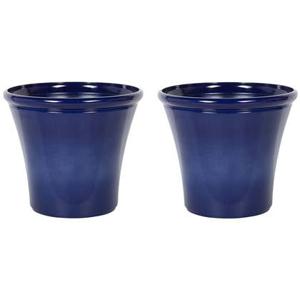 Beliani - KOKKINO - Bloempot set - Blauw - 46 cm - Klei-vezelmengsel