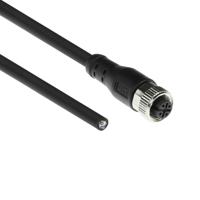ACT SC3408 Industriële Sensorkabel | M12A 4-Polig Female naar Open End | Superflex Xtreme TPE kabel | Afgeschermd | IP67 | Zwart | 3 meter