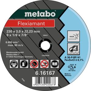 Metabo 616163000 Doorslijpschijf recht 180 mm 25 stuk(s) RVS