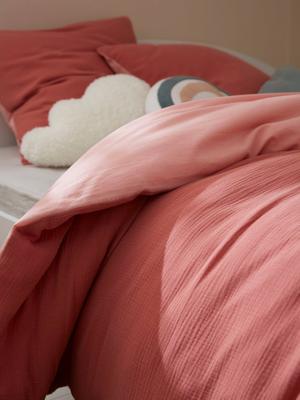 100% tweekleurige dekbedhoes + kussensloop van katoengaas kinderen roze