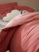 100% tweekleurige dekbedhoes + kussensloop van katoengaas kinderen roze