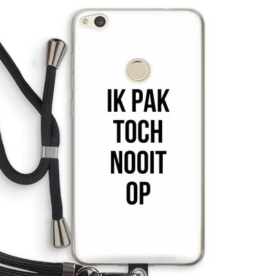 Ik pak nooit op: Huawei Ascend P8 Lite (2017) Transparant Hoesje met koord
