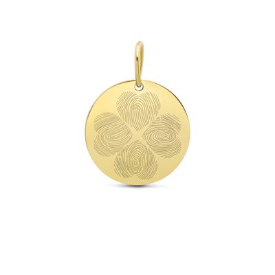 Gepersonaliseerde vingerafdrukken klaver bedel - Stainless steel - Goud - 13 mm - 4 vingerafdrukken