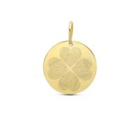 Gepersonaliseerde vingerafdrukken klaver bedel - Stainless steel - Goud - 13 mm - 4 vingerafdrukken