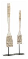 MUST Living Decoratie Tribal Spoon Teakhout, Set van 2 stuks - Wit