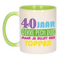 Verjaardag cadeau mok 40 jaar - groen - dikke pech dus - 300 ml - keramiek