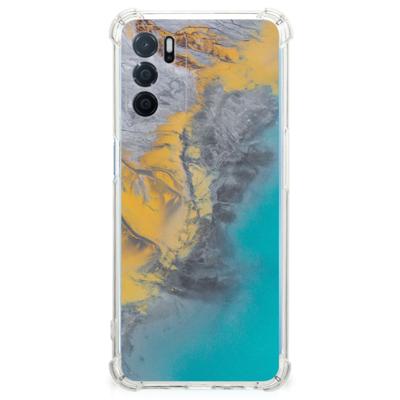 OPPO A16 | A16s | A54s Anti-Shock Hoesje Marble Blue Gold OPPO A16 | A16s | A54s Anti-Shock Hoesje Marble Blue Gold