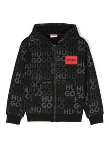 HUGO KIDS hoodie zippé à motif monogrammé - Noir