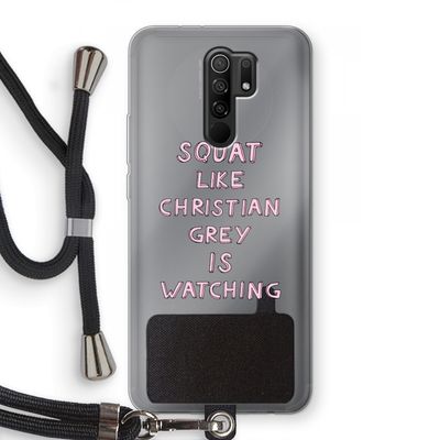 Christian Grey: Xiaomi Redmi 9 Transparant Hoesje met koord