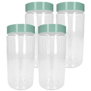 Voorraadpot/bewaarpot - 4x - 550 ml - kunststof - mint groen - B7 x H16 cm