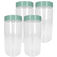 Voorraadpot/bewaarpot - 4x - 550 ml - kunststof - mint groen - B7 x H16 cm - thumbnail