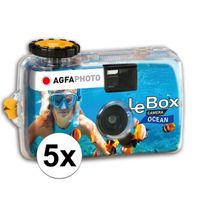 5x Wegwerp onderwatercameras/fototoestelen met flits voor 27 kleuren fotos   -