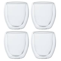 Set van 4x dubbelwandige espresso/koffieglaasjes 80 ml - Koffie- en theeglazen