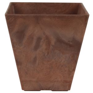 Bloempot/plantenpot vierkant van gerecycled kunststof terra bruin D15 en H15 cm