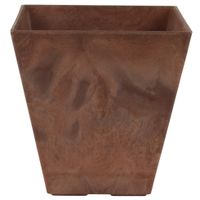 Bloempot/plantenpot vierkant van gerecycled kunststof terra bruin D15 en H15 cm